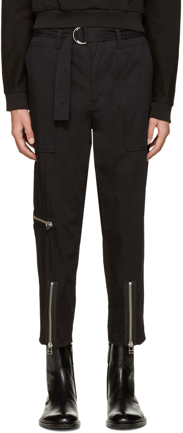 3.1 Phillip Lim Black Belted Cropped Trousers | ModeSens