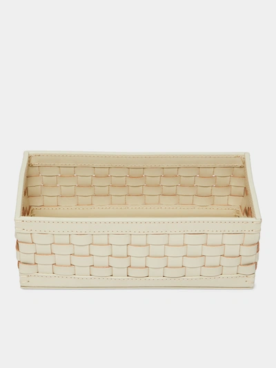Riviere Barcelona High Rectangular Leather Basket In  Ivory
