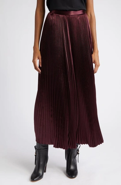 Ulla Johnson Rami Pleated Satin Skirt In Red