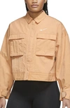 Nike Sportswear Essential Crop Utility Jacket In Harvest Moon/ White