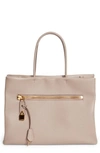 Tom Ford Large Alix Grained Leather Tote In Grey