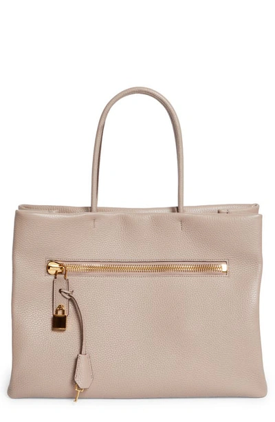 Tom Ford Large Alix Grained Leather Tote In 006 Silk Taupe