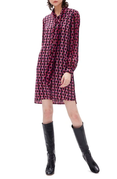 Diane Von Furstenberg Prue Geo Print Long Sleeve Dress In Pink