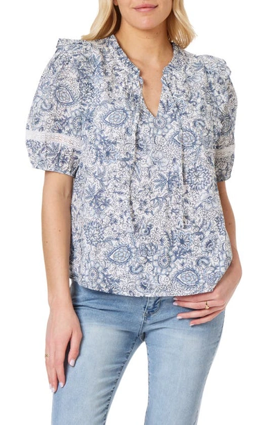 C&c California Sloane Floral Cotton Blouse In Snow White