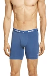Nike Dri-fit Essential 3-pack Stretch Cotton Boxer Briefs In Mystic Navy/ Malachite/ Black