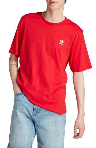Adidas Originals Trefoil Lifestyle Embroidered T-shirt In Red