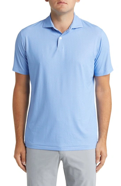 Peter Millar Crown Crafted Lloyd Dot Geo Jersey Performance Polo In Blue Frost
