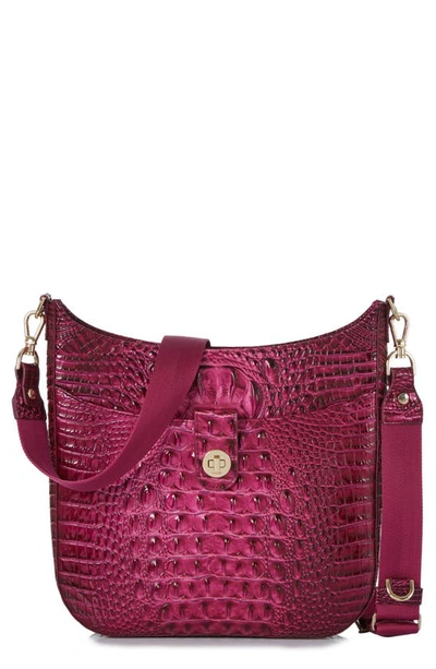 Brahmin Leia Croc Embossed Leather Crossbody Bag In Pomegranate Melbourne