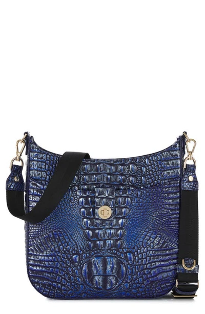 Brahmin Leia Croc Embossed Leather Crossbody Bag In Kyanite