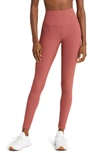 Zella Luxe Rib High Waist Leggings In Rust Redwood
