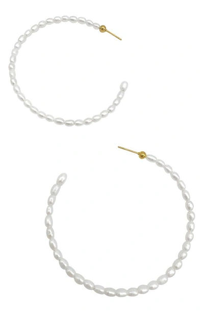 Adornia Fine Water Resistant 5–5.5mm Freshwater Seed Pearl Hoop Earrings In White