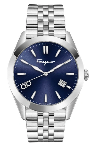 Ferragamo Urban Chronograph Bracelet Watch, 43mm In Stainless Steel
