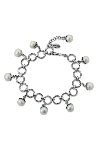 Samuel B. Freshwater Pearl Charm Bracelet In White