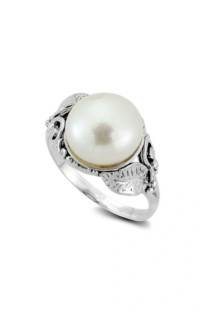Samuel B. Sterling Silver Round Pearl Ring In White