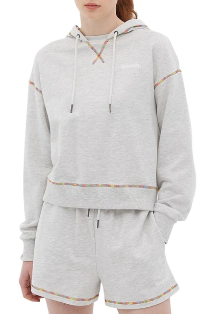Bench French Terry Cropped Hoodie In Light Heather Grey