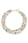 Eye Candy Los Angeles Stone Beaded Layered Necklace In Beige