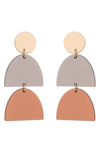 Eye Candy Los Angeles Lisa Geometric Drop Earrings In Beige