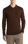 Barena Venezia Merino Long-sleeve Polo Shirt In Brown