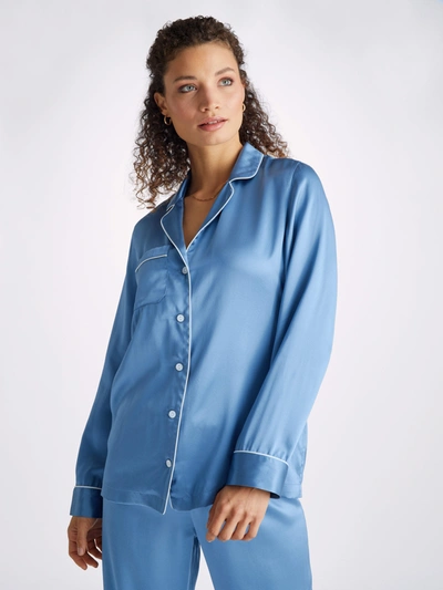Derek Rose Women's Pyjamas Bailey Silk Satin Soft Denim