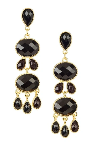 Olivia Welles Rainfall Stone Earrings In Gold/ Black