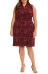 London Times Surplice Sleeveless Sheath Dress In Wine/ Ivory