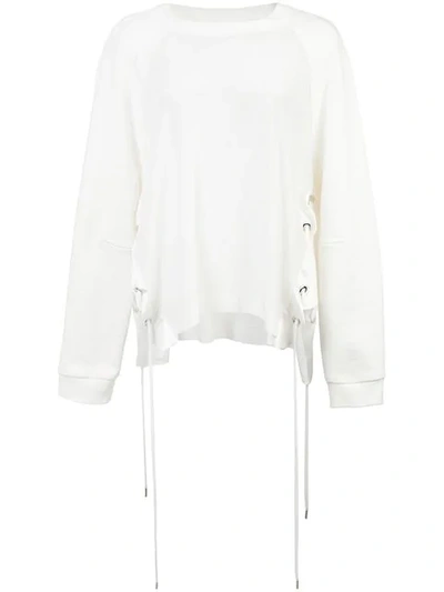 Barbara Bui Lace Up Sides Sweatshirt In White