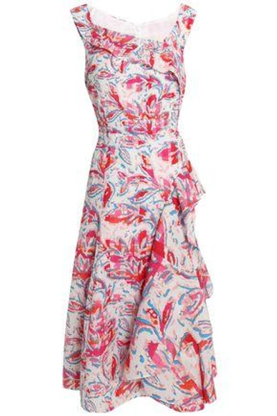 Peter Pilotto Woman Ruffled Printed Cloqué Midi Dress Red