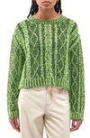 Bdg Urban Outfitters Acid Crop Cable Knit Sweater In Bright Green
