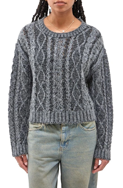 Bdg Urban Outfitters Acid Crop Cable Knit Sweater In Charcoal