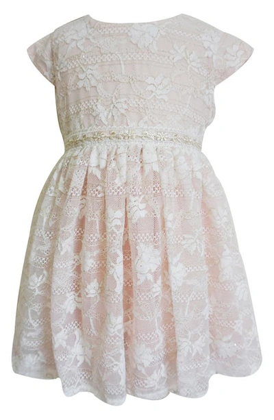 Popatu Kids' Cap Sleeve Floral Overlay Dress In Peach