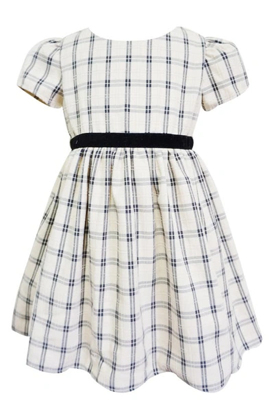 Popatu Kids' Cap Sleeve Check Dress In Blue Multi