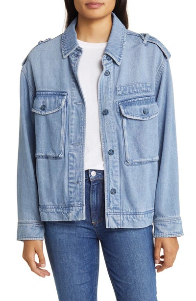 Lucky Brand Liquid Denim Utility Jacket In Marine