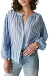 Lucky Brand Stripe Button Front Shirt In Blue Stripe
