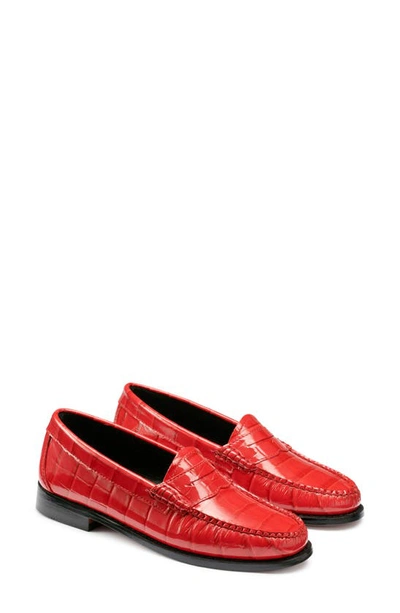 Gh Bass Whitney Croc Embossed Penny Loafer In Red