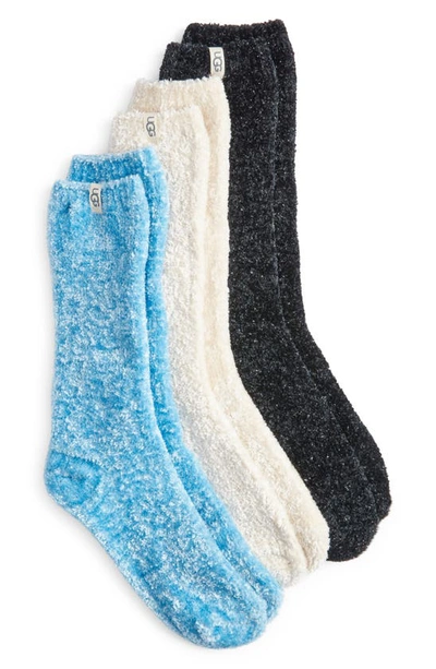 Ugg Leda Assorted 3-pack Sparkle Crew Socks In Horizon Nimbus Black