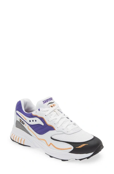 Saucony 3d Grid Hurricane Sneaker In White/ Purple