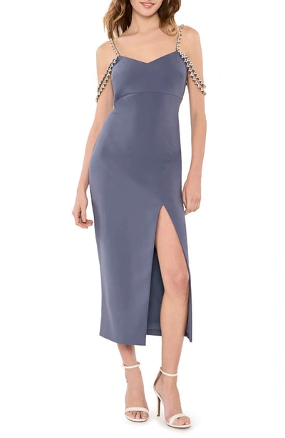 Likely Hank Embellished Strap Cold Shoulder Midi Dress In Night Shadow