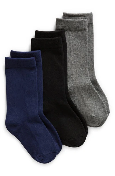 Nordstrom Kids' Assorted 3-pack Crew Socks In Solid Pack