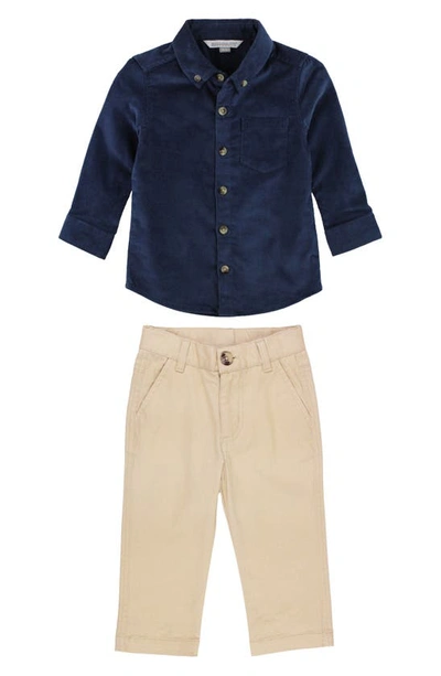 Ruggedbutts Kids' Corduroy Button-down Shirt & Chino Pants In Navy