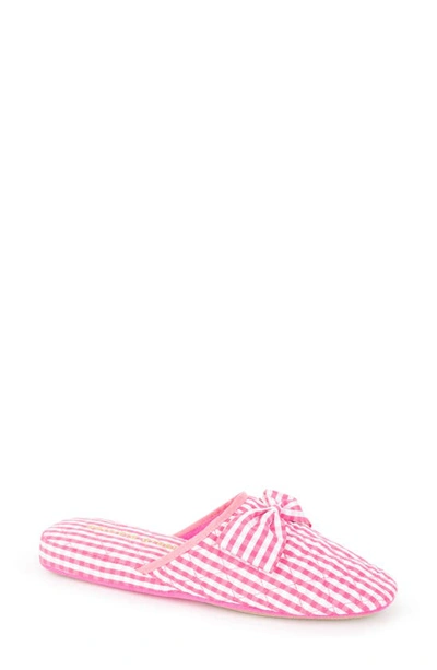 Patricia Green Zoe Gingham Quilted Slipper In Hot Pink