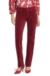 Nydj Marilyn Corduroy Straight Leg Pants In Cranberry Pie