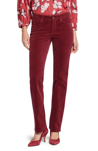 Nydj Marilyn Corduroy Straight Leg Pants In Cranberry Pie