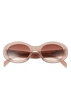 Celine Triomphe 52mm Oval Sunglasses In Shiny Light Brown / Brown