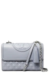 Tory Burch Fleming Leather Convertible Shoulder Bag In Cloud Blue