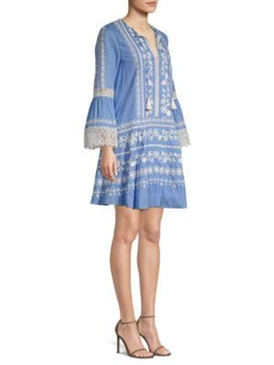 Tory Burch Gabriella Bell-sleeve Cotton Dress In Blue Dusk