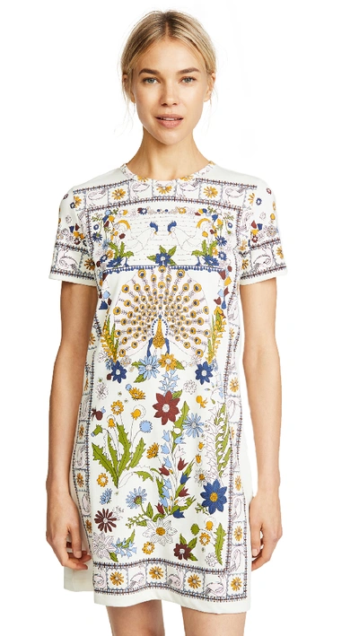 Tory Burch Kerry Short-sleeve Meadow T-shirt Dress In Ivory Meadow Folly
