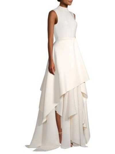 Solace London Serafine Sleeveless Tiered Gown In Cream