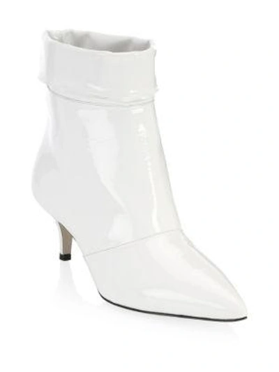 Paul Andrew Patent Leather Cuffed Bootie In White