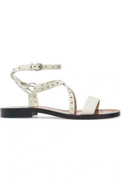 Valentino Garavani Woman Eyelet-embellished Leather Sandals Ivory