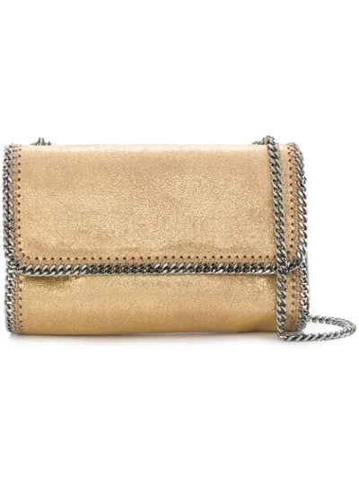 Stella Mccartney Falabella Velvet Shoulder Bag In Gold